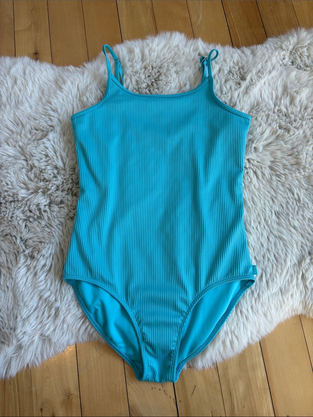 abercrombie kids Turquoise Ribbed One-Piece Swimsuit Size: L